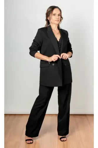 Palazzo Oversize Women's Suit - Black - 3