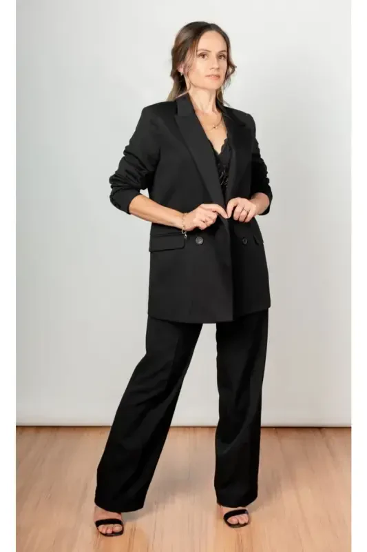 Palazzo Oversize Women's Suit - Black - 3