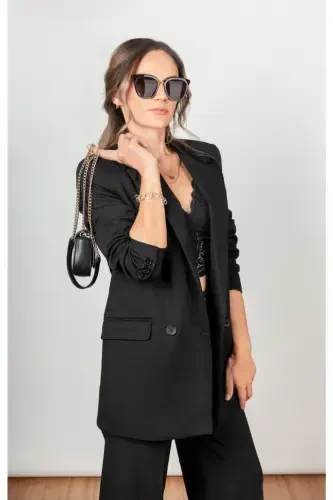 Palazzo Oversize Women's Suit - Black - 4