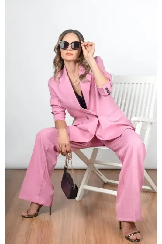 Palazzo Oversize Women's Suit - Pink - 2