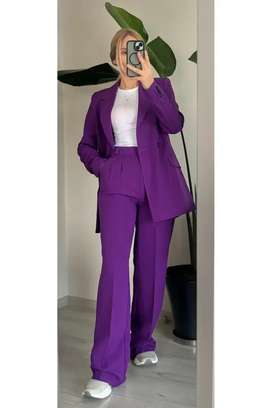 Palazzo Oversize Women's Suit - Purple - 4