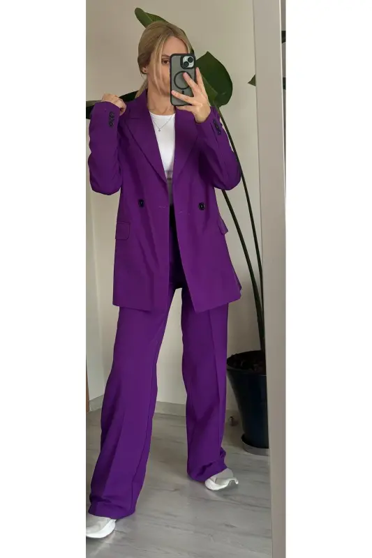 Palazzo Oversize Женский Костюм-Фиолетовый - 3