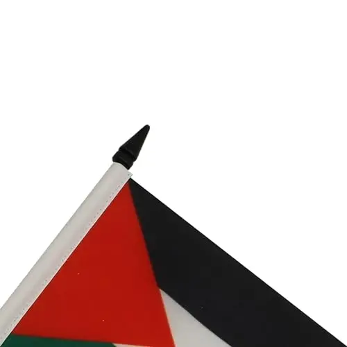 Palestine Table Flag 4'' x 6'' - Palestinian Desk Flag 15 x 10 cm. - Black plastic stick and base - AZ FLAG - 4