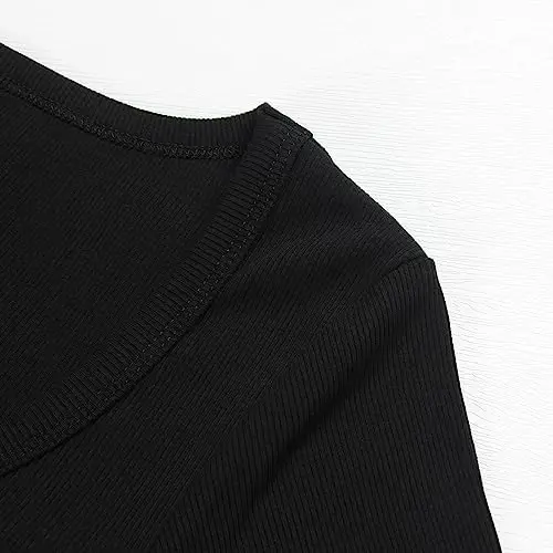 PALINDA Women's Short Sleeves Ribbed Fitted Shirt Basic V Neck Slim T Shirt Tops - PALINDA (1)