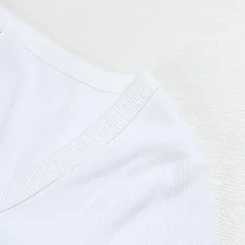 PALINDA Women's Short Sleeves Ribbed Fitted Shirt Basic V Neck Slim T Shirt Tops - 2