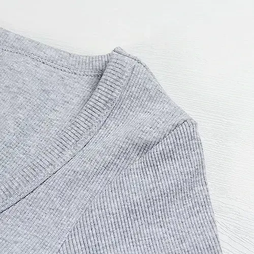 PALINDA Women's Short Sleeves Ribbed Fitted Shirt Basic V Neck Slim T Shirt Tops - PALINDA (1)