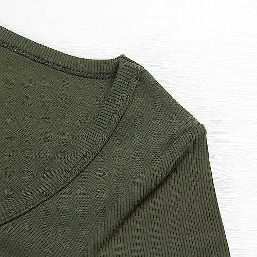 PALINDA Women's Short Sleeves Ribbed Fitted Shirt Basic V Neck Slim T Shirt Tops - PALINDA (1)