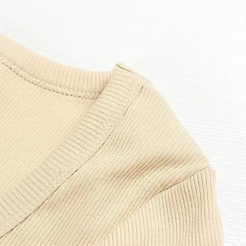 PALINDA Women's Short Sleeves Ribbed Fitted Shirt Basic V Neck Slim T Shirt Tops - 2