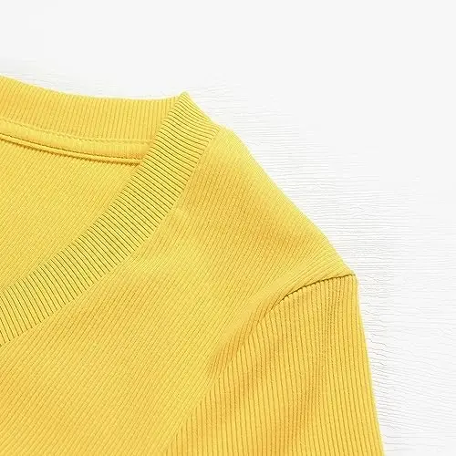 PALINDA Women's Short Sleeves Ribbed Fitted Shirt Basic V Neck Slim T Shirt Tops - 2