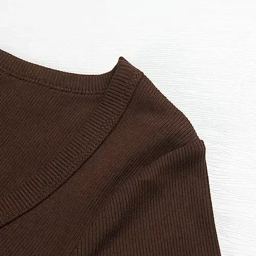 PALINDA Women's Short Sleeves Ribbed Fitted Shirt Basic V Neck Slim T Shirt Tops - 2