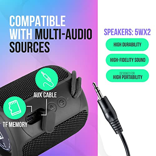 PALL Power Mini, Waterproof Speaker 12W, Excellent for Outdoors | True Wireless Speaker, Compatible with Android and iOS | 6 Hour Playtime | Bluetooth 5.0, Portable - Black - 5