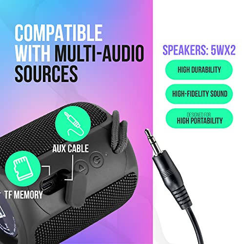 PALL Power Mini, Waterproof Speaker 12W, Excellent for Outdoors | True Wireless Speaker, Compatible with Android and iOS | 6 Hour Playtime | Bluetooth 5.0, Portable - Black - 5