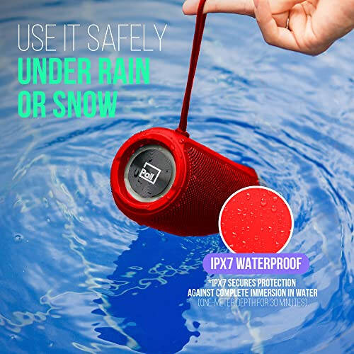 PALL Power One, Waterproof Speaker 20W, Excellent for Outdoors | True Wireless Speaker, Compatible with Android and iOS | 6 Hour Playtime | Bluetooth 5.0, Portable - Red - 6