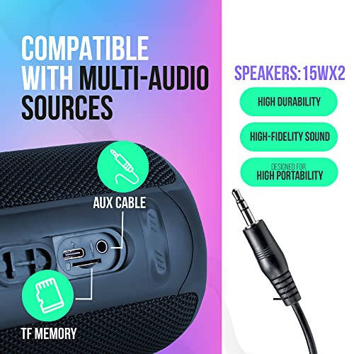 PALL Power Plus, Waterproof Speaker 30W, Excellent for Outdoors | True Wireless Speaker, Compatible with Android and iOS | 8 Hour Playtime | Bluetooth 5.0, Portable - Blue - 5