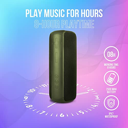 PALL Power Plus, Waterproof Speaker 30W, Excellent for Outdoors | True Wireless Speaker, Compatible with Android and iOS | 8 Hour Playtime, Bluetooth 5.0, Portable, Green - 2