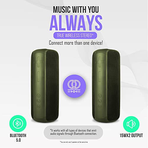 PALL Power Plus, Waterproof Speaker 30W, Excellent for Outdoors | True Wireless Speaker, Compatible with Android and iOS | 8 Hour Playtime, Bluetooth 5.0, Portable, Green - 3