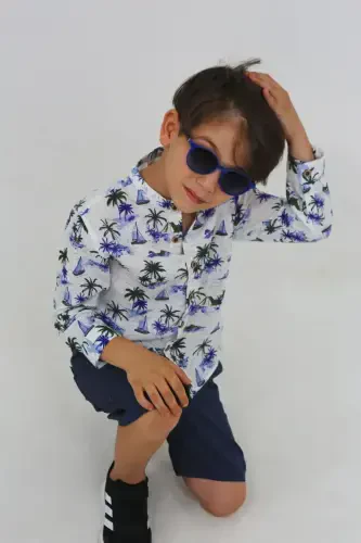 Palm Print Short Sleeve Baby Boy Shirt-PALM PRINT - ASG TEKSTİL (1)