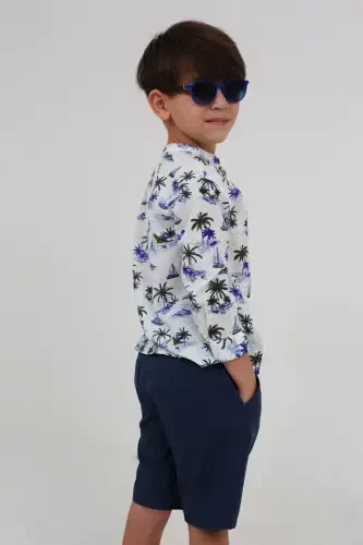 Palm Print Short Sleeve Baby Boy Shirt-PALM PRINT - 3