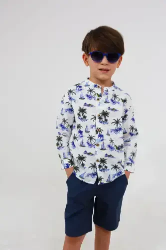 Palm Print Short Sleeve Baby Boy Shirt-PALM PRINT - 4