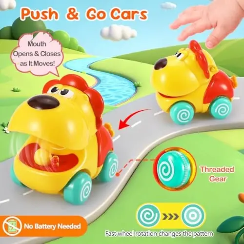 Palmatte Baby Toys 1 yoshli o'g'il bolalar uchun: 1-3 yoshli bolalar uchun mashinalar, suriladigan o'yinchoqlar, 18 oylik chaqaloqlar uchun o'yinchoqlar, 1, 2, 3 yoshli o'g'il bolalar uchun sovg'alar, 1-3 yoshli o'g'il va qiz bolalar uchun 1-tug'ilgan kun sovg'alari - 2