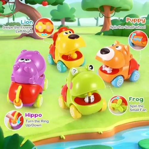 Palmatte Игрушки для малышей от 1 года: машинки для детей 1-3 лет, инерционные машинки, игрушки для малышей 18 месяцев, подарок мальчику на 1, 2, 3 года, подарок на первый день рождения для мальчиков и девочек 1-3 лет - 3