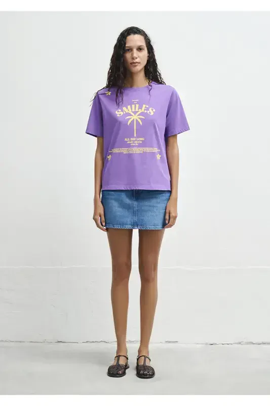 Palmiya bosmali binafsha futbolka Regular Fit / Normal Ke - 2