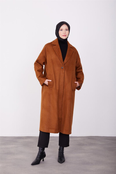Пальто Armine на одной пуговице 23K7202 Табачный - 3