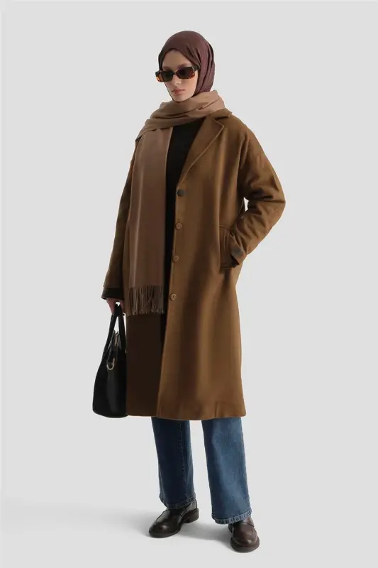 Пальто Armine на одной пуговице 23K7202 Табачный - 1