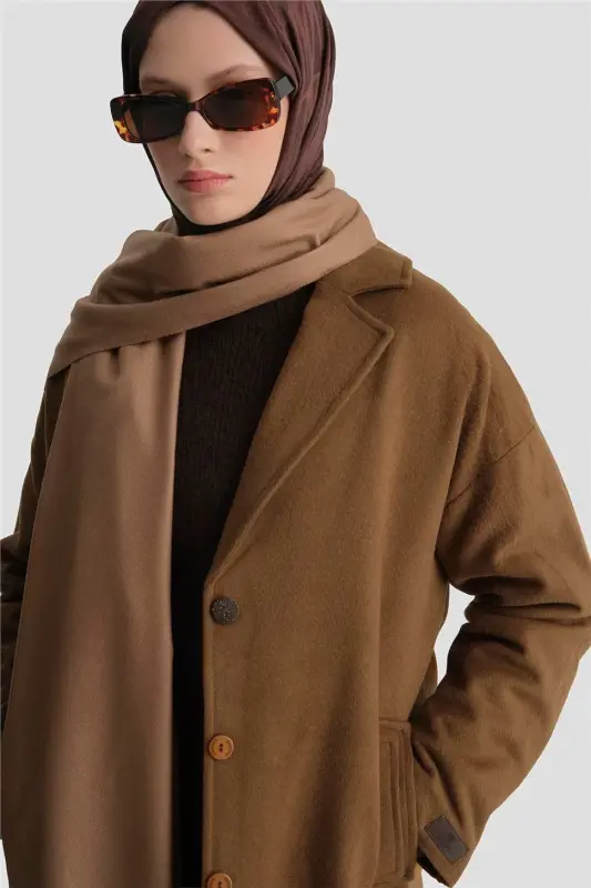 Пальто Armine на одной пуговице 23K7202 Табачный - 2