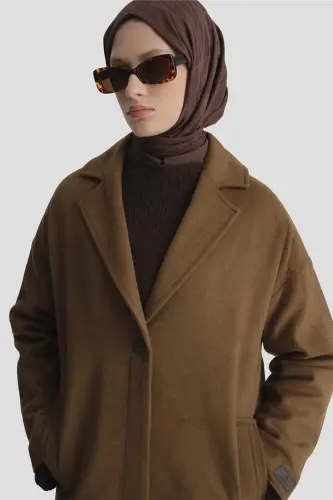 Пальто Armine на одной пуговице 23K7202 Табачный - 4