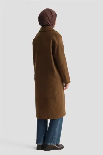 Пальто Armine на одной пуговице 23K7202 Табачный - 5