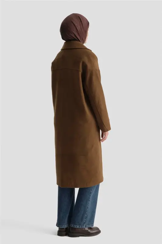 Пальто Armine на одной пуговице 23K7202 Табачный - 5