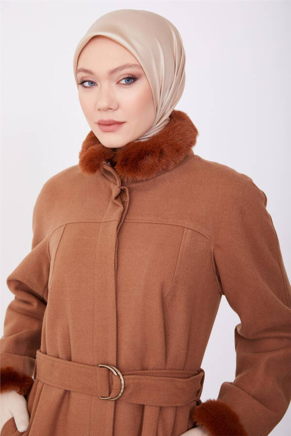 Пальто Armine с меховой отделкой, 23K7213 Табак - 8