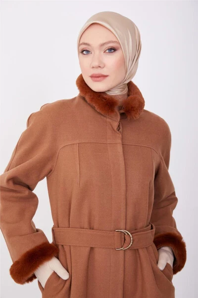 Пальто Armine с меховой отделкой, 23K7213 Табак - ARMINE