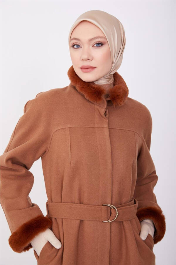Пальто Armine с меховой отделкой, 23K7213 Табак - 1