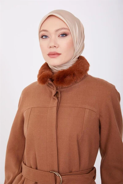 Пальто Armine с меховой отделкой, 23K7213 Табак - 4