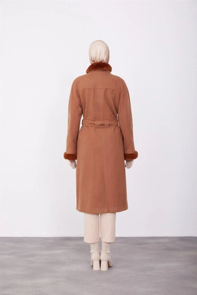 Пальто Armine с меховой отделкой, 23K7213 Табак - 5