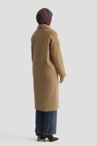 Пальто Armine с одной пуговицей, 23K7202 Верблюжий - 4