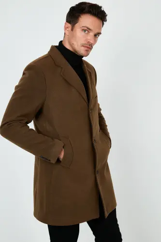 Пальто мужское, кашемировое, однобортное, с пуговицами, воротник-шалька, slim fit. 5840098 - 4