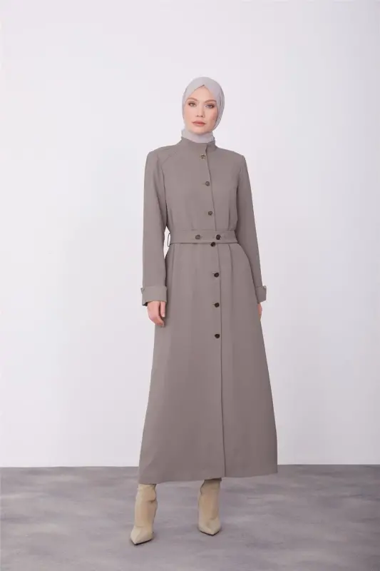 Пальто с накидкой на плечах, пуговицами Armine 23K8516 Визон - 2