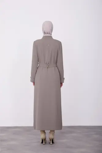 Пальто с накидкой на плечах, пуговицами Armine 23K8516 Визон - 5