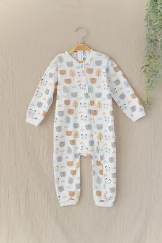 Pambuliq Organic 100% Cotton Zippered Footless Romper - Bear Pattern 