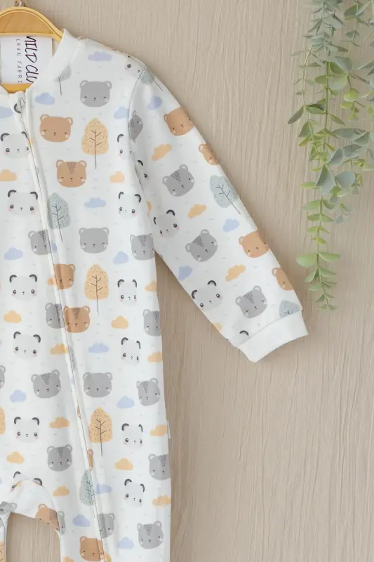 Pambuliq Organic 100% Cotton Zippered Footless Romper - Bear Pattern - 2