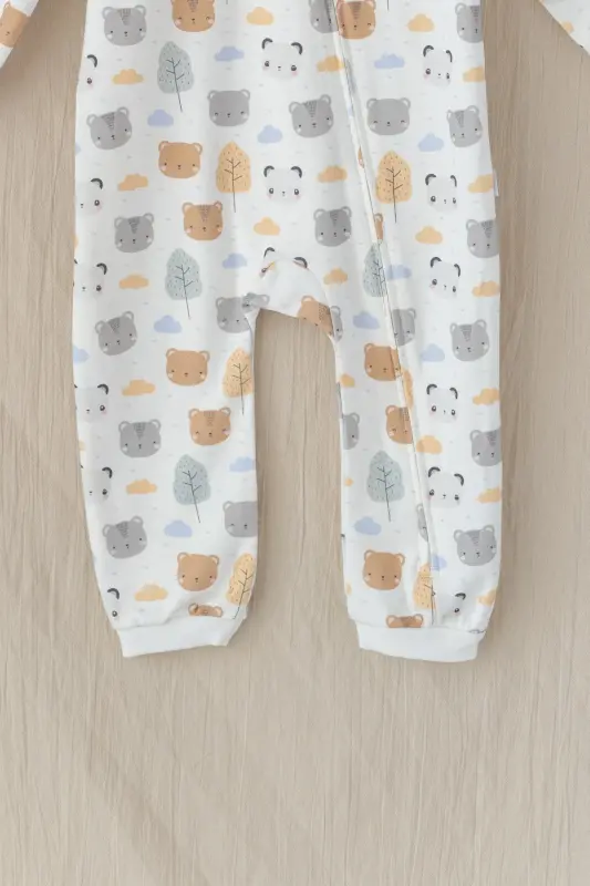Pambuliq Organic 100% Cotton Zippered Footless Romper - Bear Pattern - 3