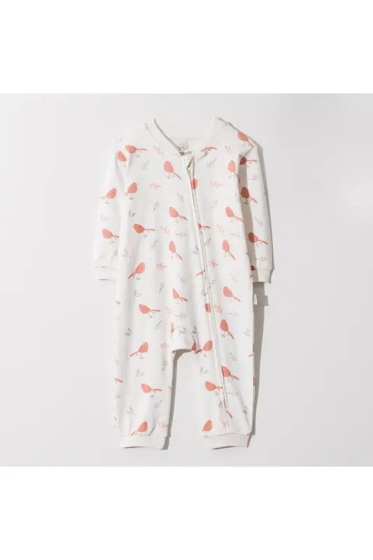 Pambuliq Organic 100% Cotton Zippered Footless Romper-Bird Pattern - 1