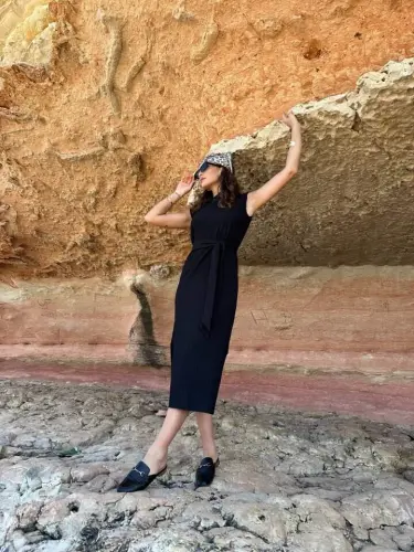 Pamela Belted Padded Dress - 3