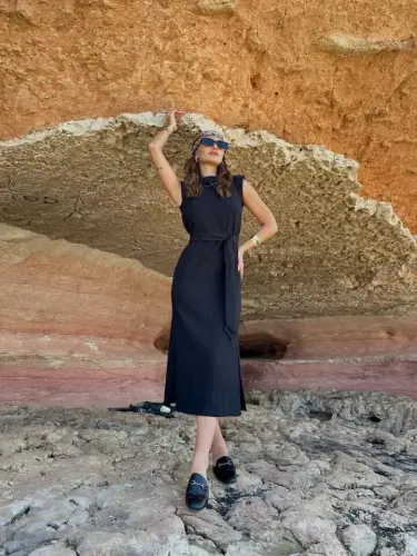 Pamela Belted Padded Dress - 4