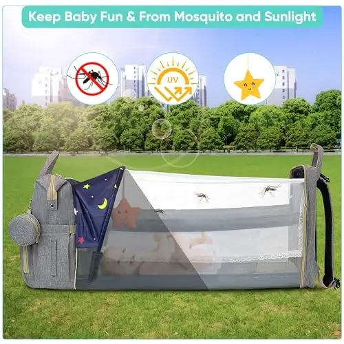 Pampers sumkasi ryukzaki, Ona va ota uchun, USB zaryadlash porti bilan katta hajmli chaqaloq sayohat sumkasi, O'g'il va qizlar uchun suv o'tkazmaydigan buklanadigan chaqaloq sumkasi, Sayohat va kasalxona uchun zamonaviy tug'ruq ryukzaki, kulrang - 4