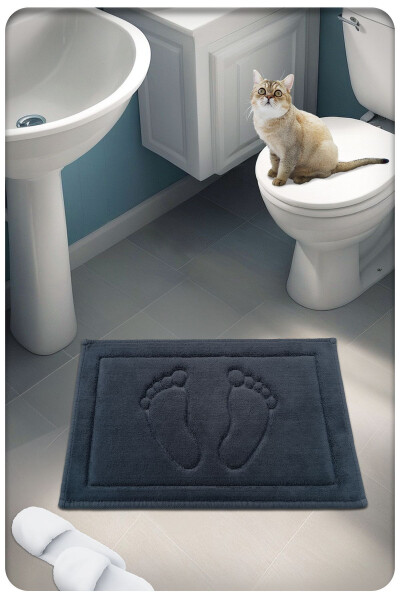 Pamuk Dokuma Su Emici Banyo Paspası Ayak 60x40 Cm-antrasit 