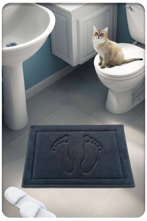 Pamuk Dokuma Su Emici Banyo Paspası Ayak 60x40 Cm-antrasit - 1